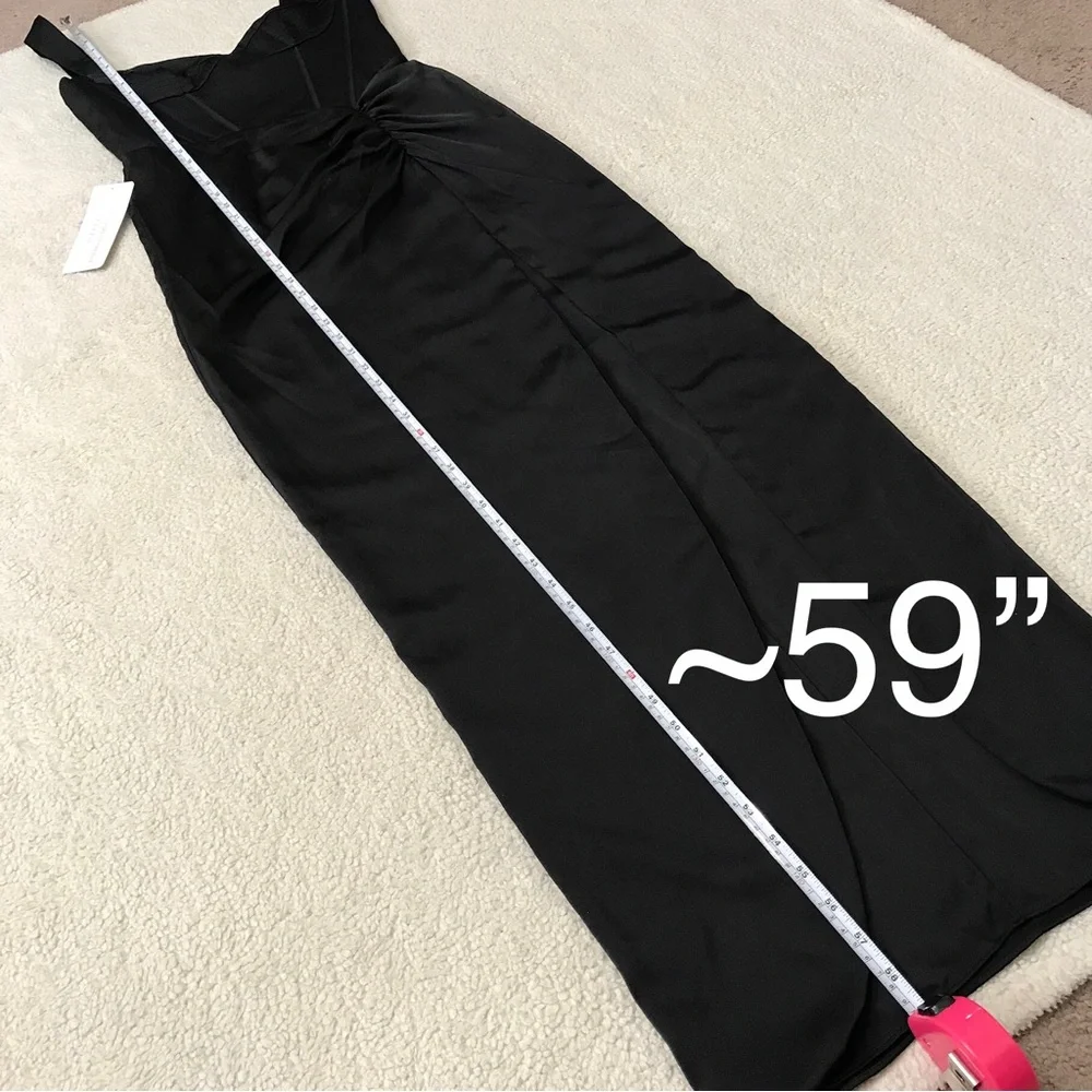 Christian Siriano Azazie Black Bustier Maxi Dress Satin Sweetheart Size 4 - Picture 10 of 16